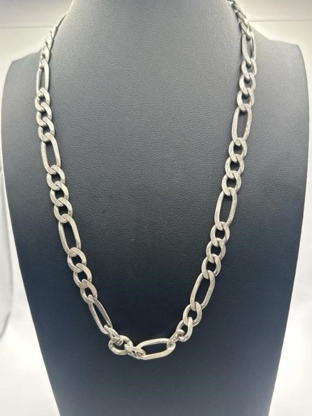 Vintage 925 Sterling Silver Italy Figaro Chain Necklace 20” 40g ~10mm Wide